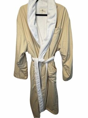 Turquaz Beige White Thick Spa Robe - Large (one size fits most)